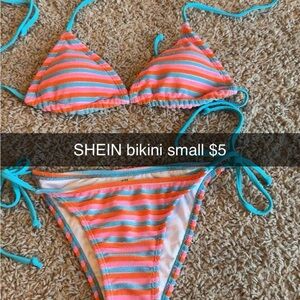 SHEIN Blue and Orange Bikini Swimwear
